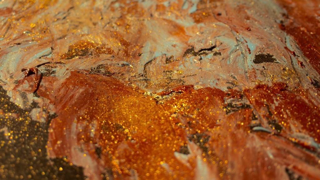 coral and gold painting